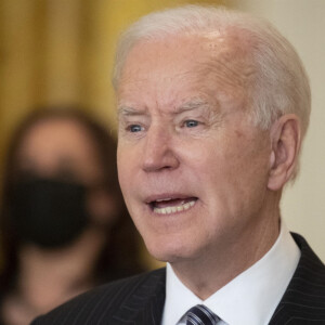 Le président des Etats-Unis Joe Biden lors du bilan hebdomadaire de l'épidémie de Coronavirus (COVID-19) à la Maison Blanche à Washington. Le 18 mars 2021 