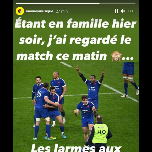 Vianney les larmes aux yeux après avoir vu le match France-Pays-de-Galles comptant pour le Tournoi des VI Nations.