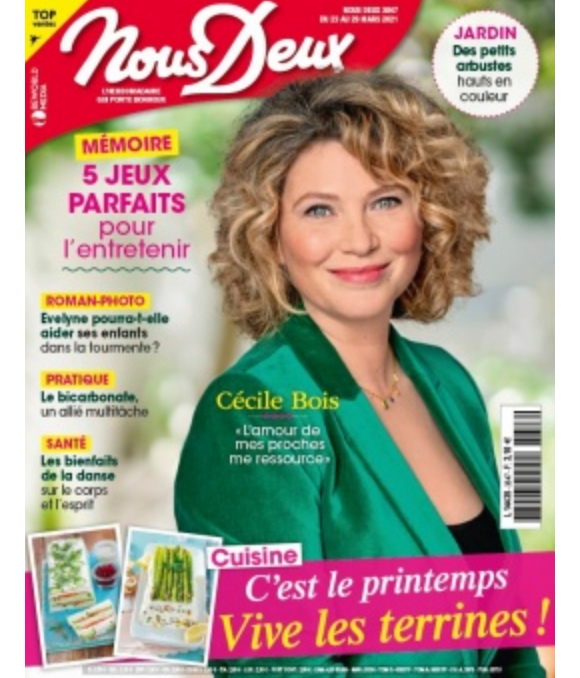 Cécile Bois fait la couverture du magazine "Nous Deux"