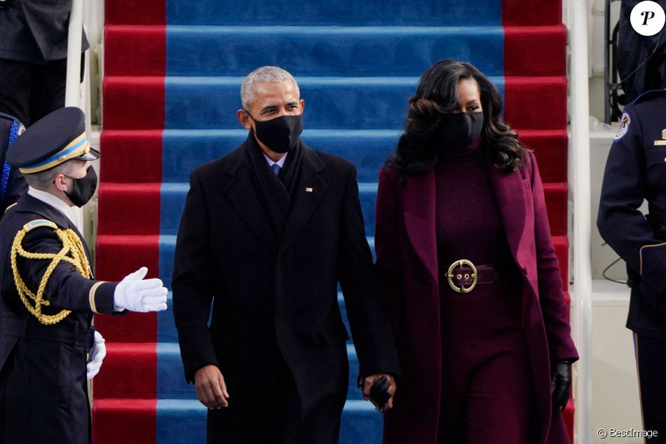 Barack et Michelle Obama - Cérémonie d'investiture du 46ème président des Etats-Unis J.Biden et de la vice-présidente K.Harris au Capitole à Washington le 20 janvier 2021.