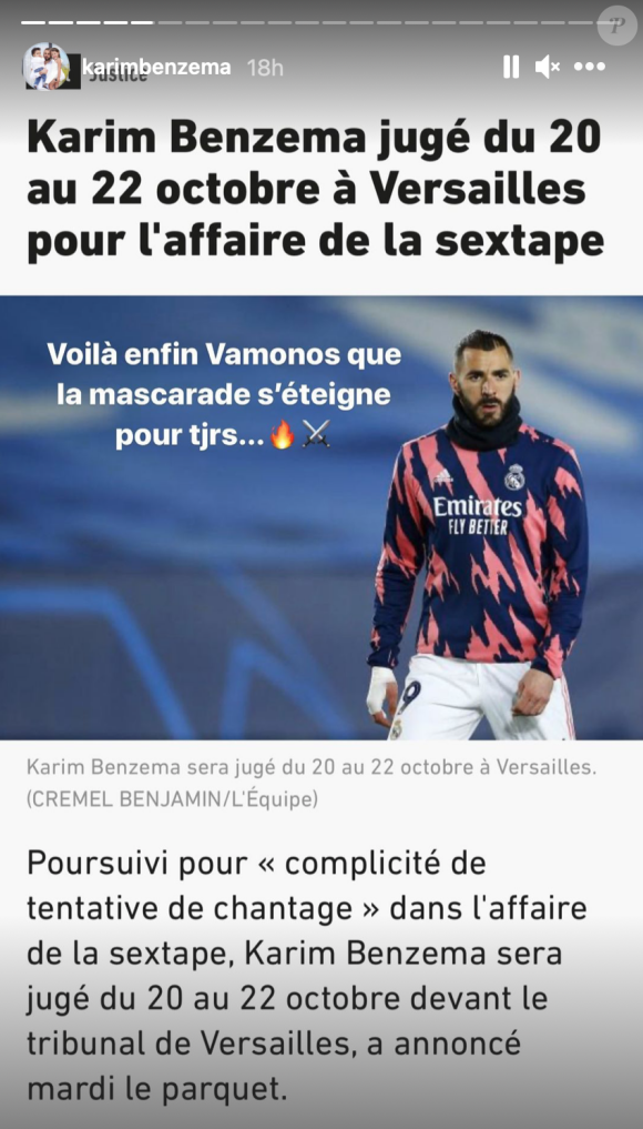 Karim Benzema réagit à l'annonce des dates de son procès pour "complicité de tentative de chantage".