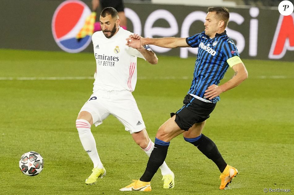 Karim Benzema lors du match Real Madrid - Atalanta Bergame en match de Ligue des Champions. Madrid, le 16 mars 2021. © Alterphotos / Panoramic / Bestimage