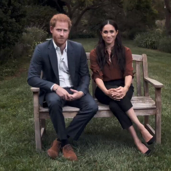 Le prince Harry, duc de Sussex, et Meghan Markle, duchesse de Sussex en pleine interview pour TIME 100 television ABC, le 23 septembre 2020