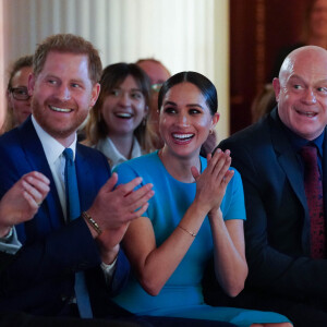 Le prince Harry, duc de Sussex, et Meghan Markle, duchesse de Sussex lors de la cérémonie des Endeavour Fund Awards au Mansion House à Londres, Royaume Uni, le 5 mars 2020.