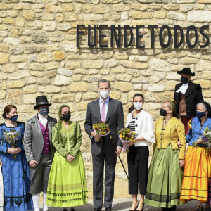 Le roi Felipe VI et la reine Letizia d'Espagne en visite à Fuendetodos, à l'occasion du 275ème anniversaire de la naissance du peintre espagnol Francisco de Goya. Le 29 mars 2021