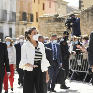 Le roi Felipe VI et la reine Letizia d'Espagne en visite à Fuendetodos, à l'occasion du 275ème anniversaire de la naissance du peintre espagnol Francisco de Goya. Le 29 mars 2021