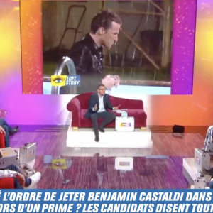 Benjamin Castaldi "furax" après avoir été jeté dans la piscine par les candidats de "Loft Story 2001" - "Loft story fête ses 20 ans", C8