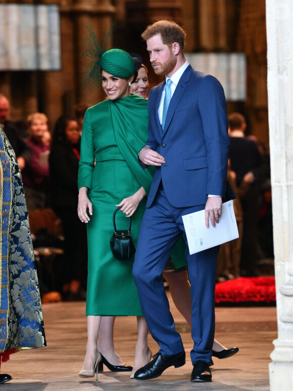 Meghan Markle, duchesse de Sussex, et le prince Harry, duc de Sussex - La famille royale d'Angleterre à la sortie de la cérémonie du Commonwealth en l'abbaye de Westminster à Londres. Le 9 mars 2020.
