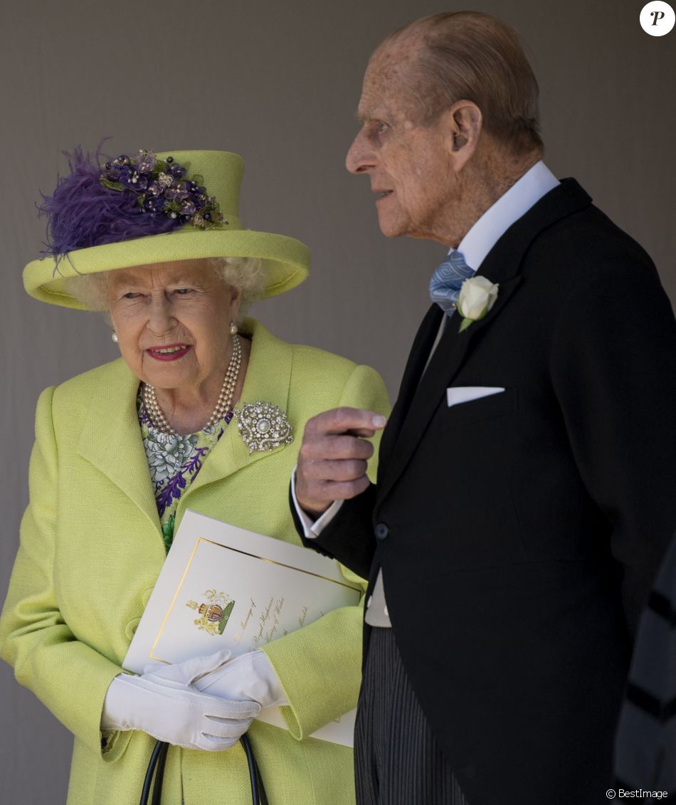 La reine Elisabeth II d'Angleterre et le prince Philip, duc d'Edimbourg - Les invités arrivent à la chapelle St. George pour le mariage du prince Harry et de Meghan Markle au château de Windsor, le 19 mai 2018.