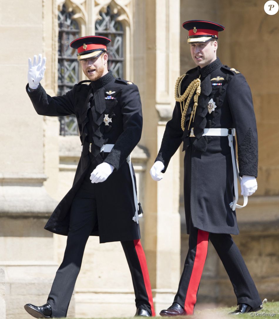Les princes Harry et William arrivent à la chapelle St. George au château de Windsor - Mariage du prince Harry et de Meghan Markle au château de Windsor, Royaume Uni, le 19 mai 2018.