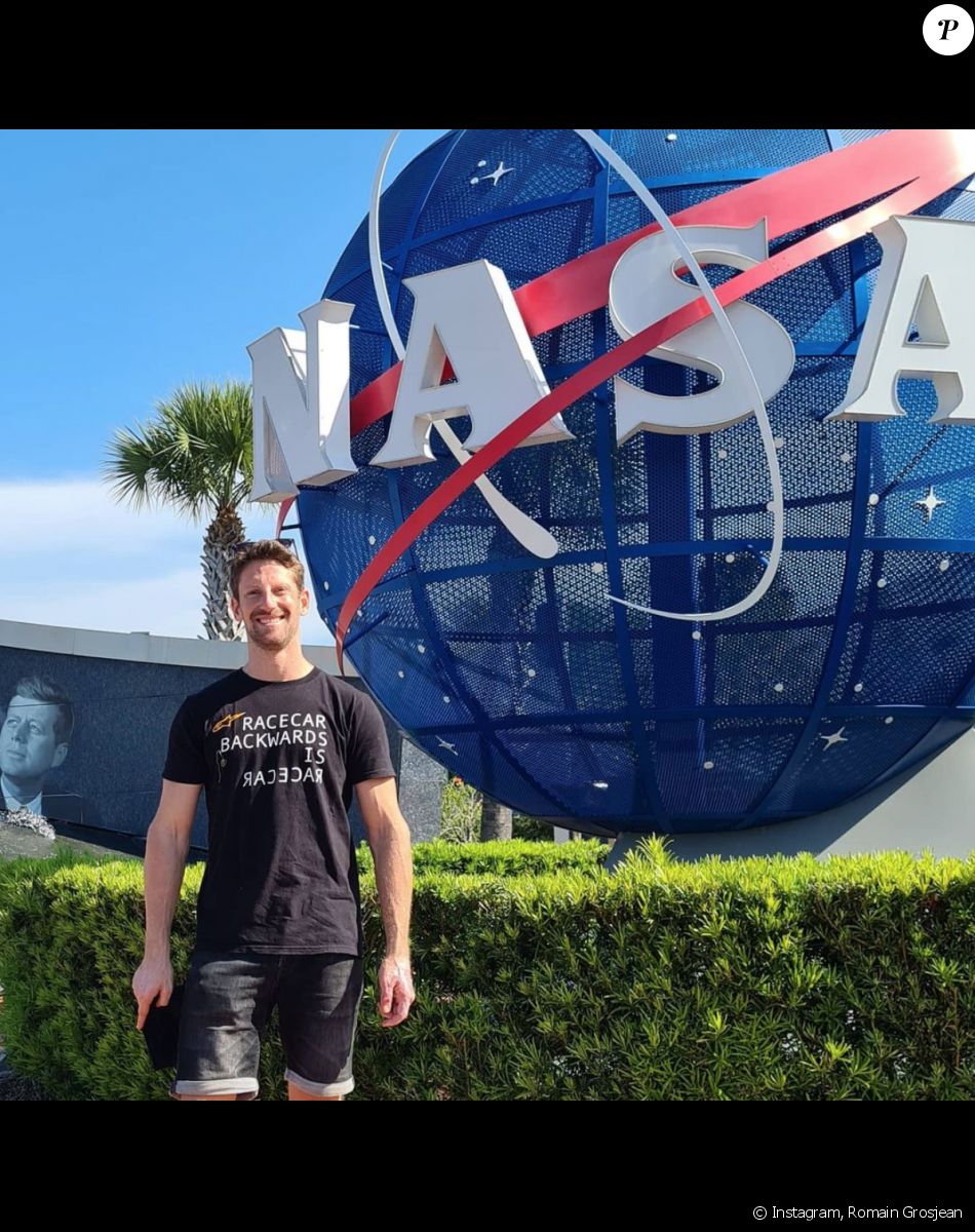 Romain Grosjean visite le John F. Kennedy Space Center à Merritt Island, en Floride. Avril 2021.