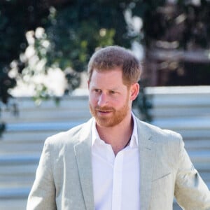 Le prince Harry, duc de Sussex et Meghan Markle, duchesse de Sussex, enceinte, en visite au "Andalusian Gardens" à Rabat lors de leur voyage officiel au Maroc, le 25 février 2019.