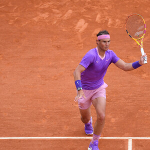 Rafael Nadal affronte l'Argentin Federico Delbonis lors du tournoi de tennis Rolex Monte Carlo Masters 2021 à Monaco, le 14 avril 2021. © Antoine Couvercelle/Panoramic/Bestimage