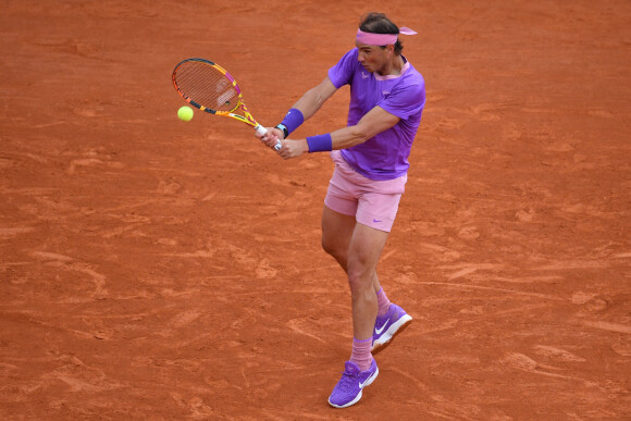 Rafael Nadal affronte l'Argentin Federico Delbonis lors du tournoi de tennis Rolex Monte Carlo Masters 2021 à Monaco, le 14 avril 2021. © Antoine Couvercelle/Panoramic/Bestimage