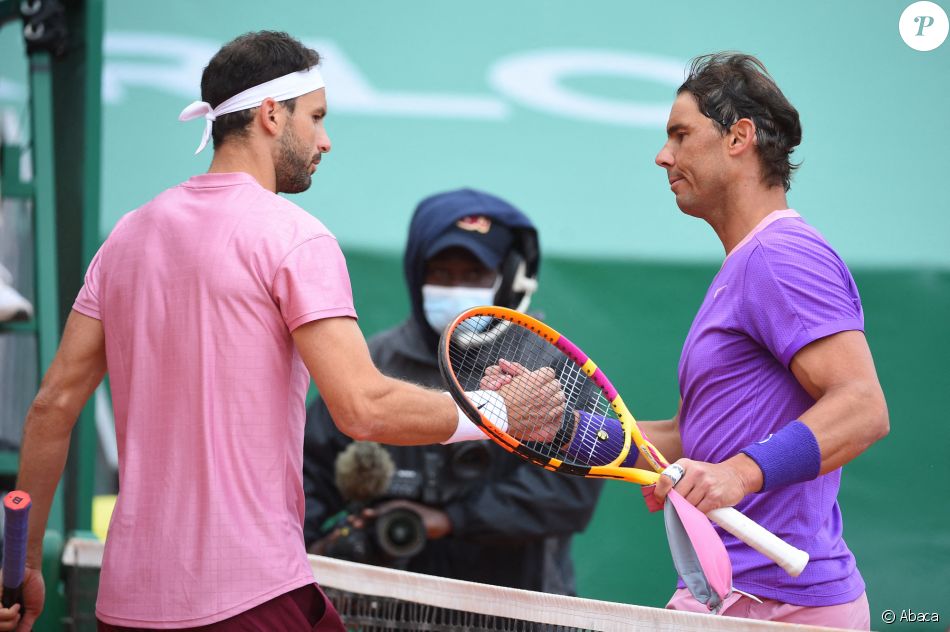 Rafael Nadal affronte et bat Grigor Dimitrov lors du tournoi de tennis Rolex Monte Carlo Masters 2021. Monaco, le 15 avril 2021.