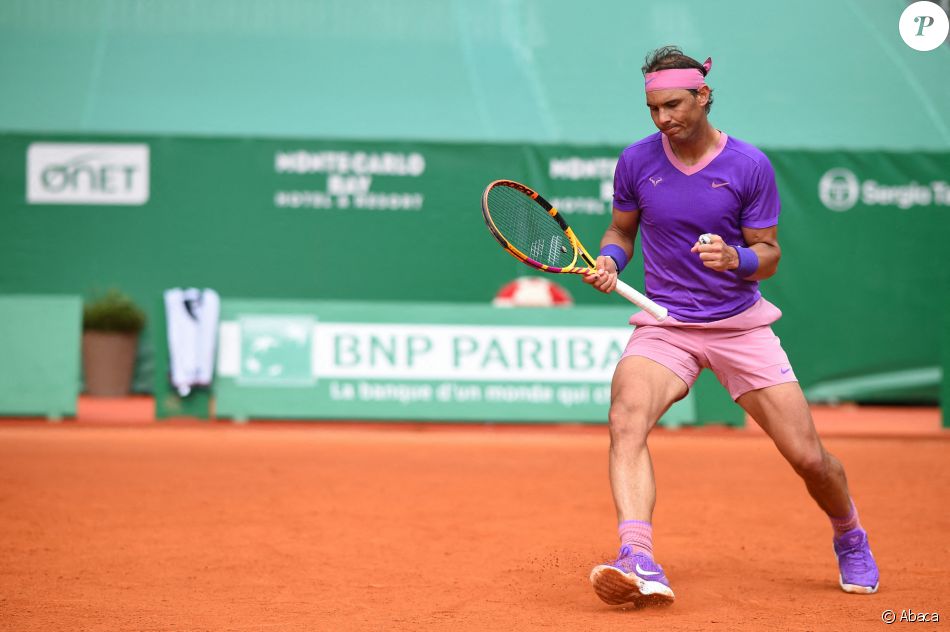 Rafael Nadal affronte et bat Federico Delbonis lors du tournoi de tennis Rolex Monte Carlo Masters 2021. Monaco, le 14 avril 2021.
