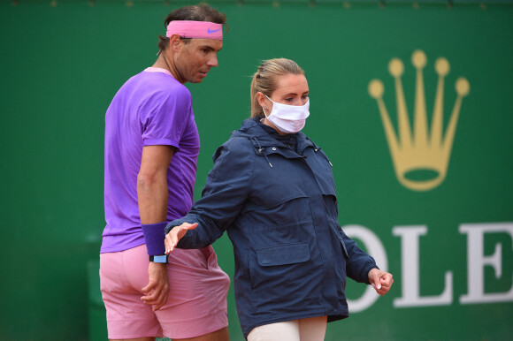 Rafael Nadal affronte et bat Federico Delbonis lors du tournoi de tennis Rolex Monte Carlo Masters 2021. Monaco, le 14 avril 2021.