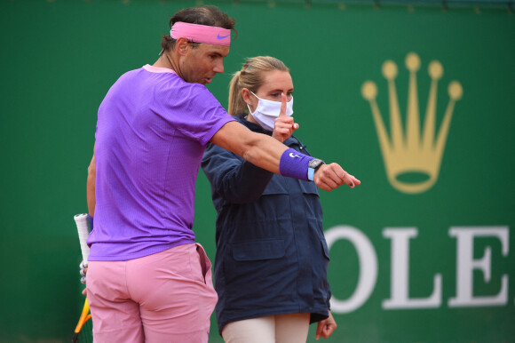 Rafael Nadal affronte et bat Federico Delbonis lors du tournoi de tennis Rolex Monte Carlo Masters 2021. Monaco, le 14 avril 2021.