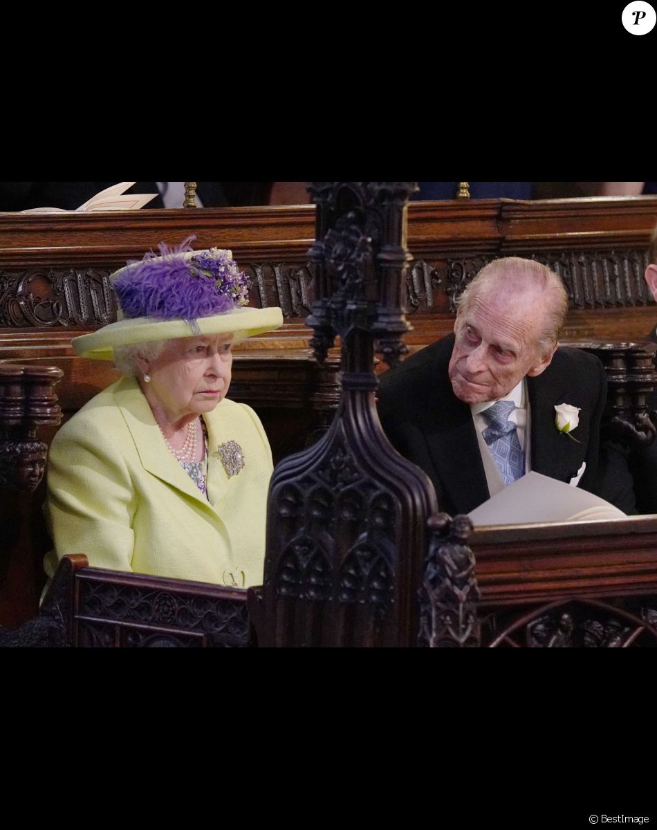 La reine Elisabeth II d'Angleterre et Le prince Philip, duc d'Edimbourg,- Cérémonie de mariage du prince Harry et de Meghan Markle en la chapelle Saint-George au château de Windsor, Royaume Uni, le 19 mai 2018.