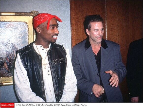 © Nick Elgar/LFI/ABACA. 43429-1. New York City-NY-USA. Tupac Shakur and Mickey Rourke.14/03/2003 - 
