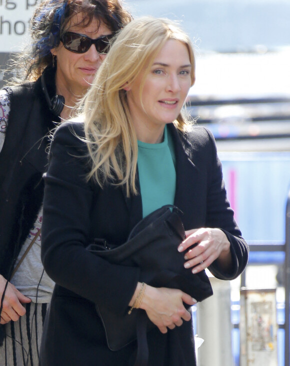 Kate Winslet et Will Smith sur le tournage du film "Collateral Beauty" à New York, le 16 mars 2016.