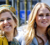 La reine Maxima des Pays-Bas et sa fille la princesse Catharina-Amalia des Pays-Bas - La famille royale des Pays-bas réunie à Eindhoven à l'occasion de la fête du Roi (Koningsdag), anniversaire du roi (54 ans), le 27 avril 2021.