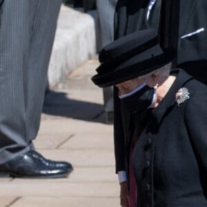 La reine Elisabeth II d'Angleterre - Arrivées aux funérailles du prince Philip, duc d'Edimbourg à la chapelle Saint-Georges du château de Windsor, le 17 avril 2021.-