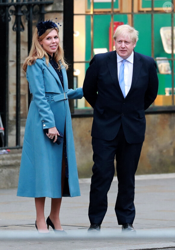 Boris Johnson (Premier ministre) et sa fiancée Carrie Symonds (enceinte) (enceinte) - La famille royale d'Angleterre lors de la cérémonie du Commonwealth en l'abbaye de Westminster à Londres le 9 mars 2020.