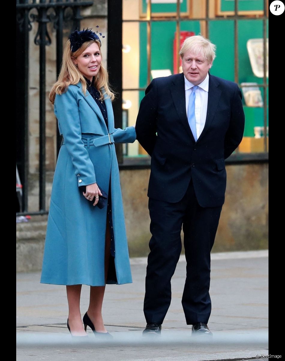 Boris Johnson (Premier ministre) et sa fiancée Carrie Symonds (enceinte) (enceinte) - La famille royale d'Angleterre lors de la cérémonie du Commonwealth en l'abbaye de Westminster à Londres le 9 mars 2020.