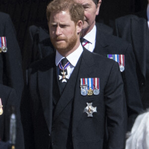 Le prince Harry, duc de Sussex - Arrivées aux funérailles du prince Philip, duc d'Edimbourg à la chapelle Saint-Georges du château de Windsor.