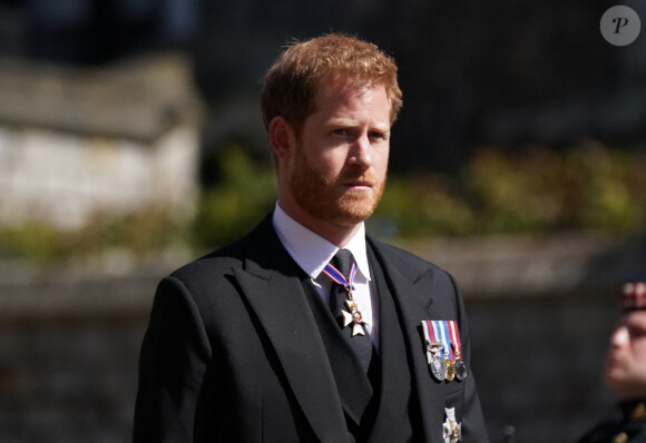 Le prince Harry, duc de Sussex - Arrivées aux funérailles du prince Philip, duc d'Edimbourg à la chapelle Saint-Georges du château de Windsor. 