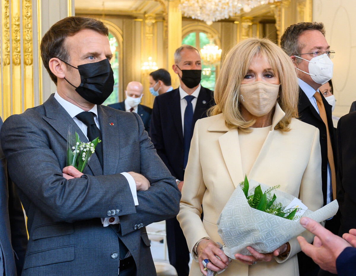 Photo : Le président de la République française Emmanuel Macron et sa ...