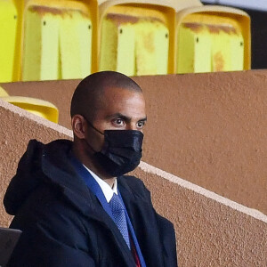 Alize Lim et Tony Parker lors du match entre Monaco (ASM) et Lyon (OL) au stade Louis II de Monaco le 2 mai 2021