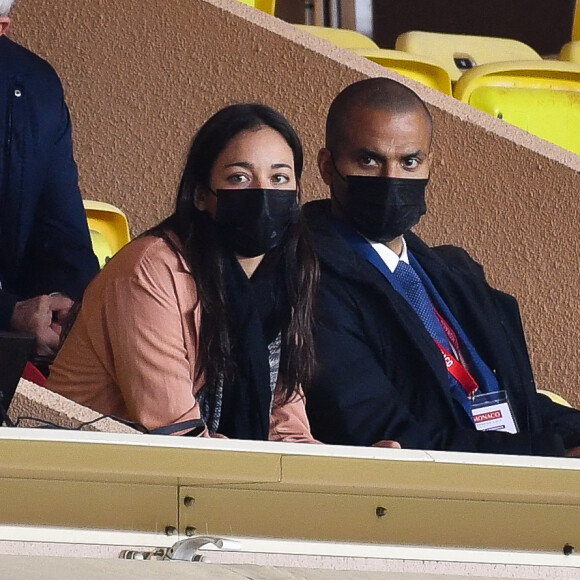 Alize Lim et Tony Parker lors du match entre Monaco (ASM) et Lyon (OL) au stade Louis II de Monaco le 2 mai 2021