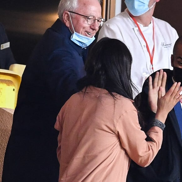 Alize Lim et Tony Parker lors du match entre Monaco (ASM) et Lyon (OL) au stade Louis II de Monaco le 2 mai 2021