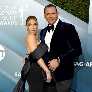 Jennifer Lopez et Alex Rodriguez aux Screen Actors Guild Awards à Los Angeles, le 19 janvier 2021.