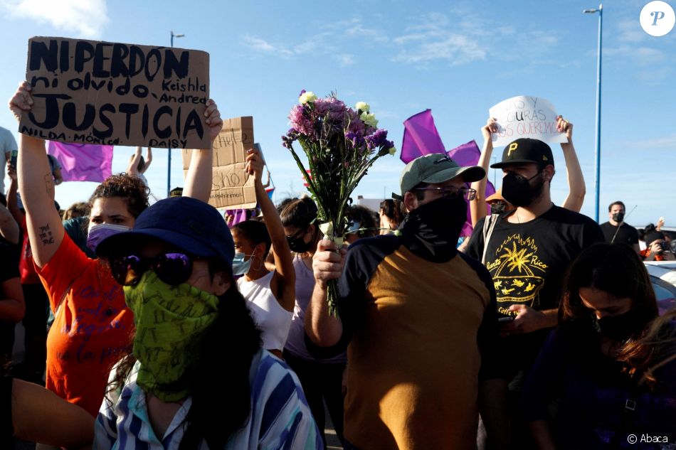 Les habitants de San Juan, capitale de Porto Rico, manifestent suite au meurtre de Keishla Rodriguez. Le 2 mai 2021.