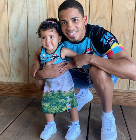 Le boxeur porto-ricain Felix Verdejo et sa fille Miranda. Juillet 2020.