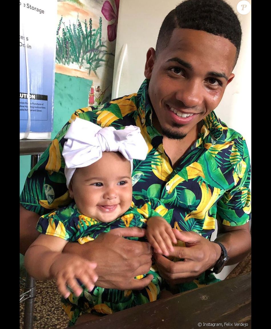 Le boxeur porto-ricain Felix Verdejo et sa fille Miranda. Juin 2020.