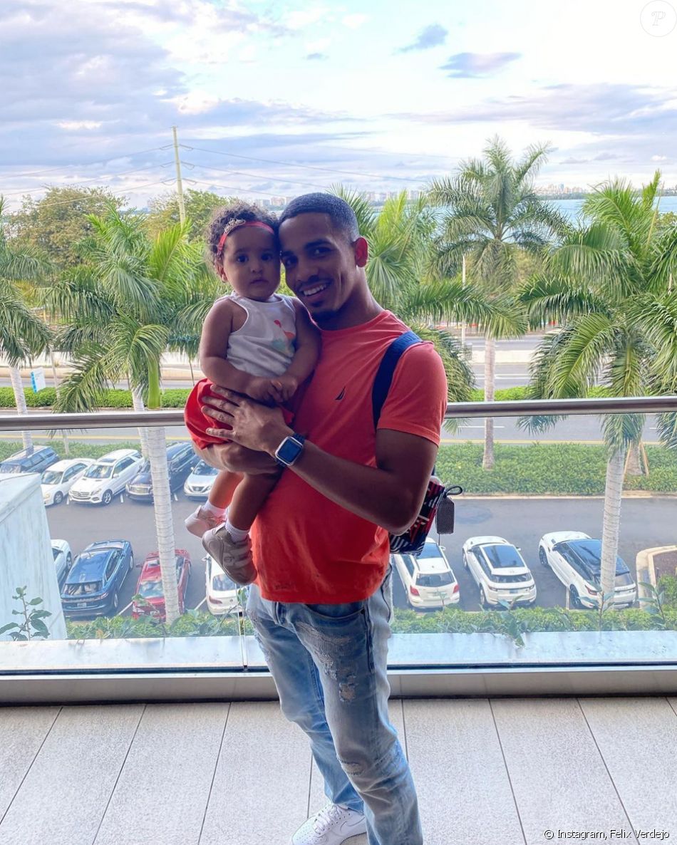 Le boxeur porto-ricain Felix Verdejo et sa fille Miranda. Juin 2020.