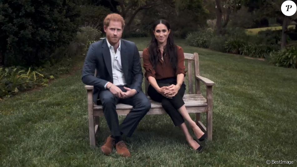 Le prince Harry, duc de Sussex, et Meghan Markle, duchesse de Sussex en pleine interview pour TIME 100 television ABC, le 23 septembre 2020