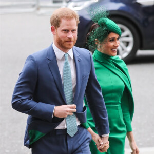 Le prince Harry, duc de Sussex, et Meghan Markle, duchesse de Sussex à la sortie de la cérémonie du Commonwealth en l'abbaye de Westminster à Londres.