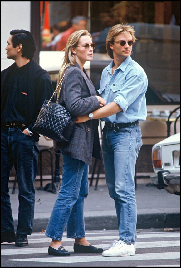 Archives- Estelle Lefébure et David Hallyday à Paris en 1989.