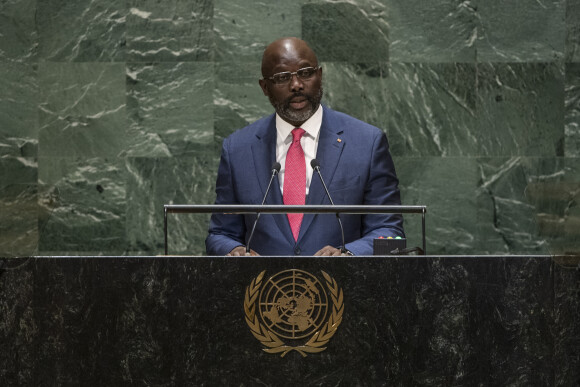 George Weah, président de la République du Liberia, à la 74 ème session de l'Assemblée générale à l'ONU à New York, le 24 septembre 2019.