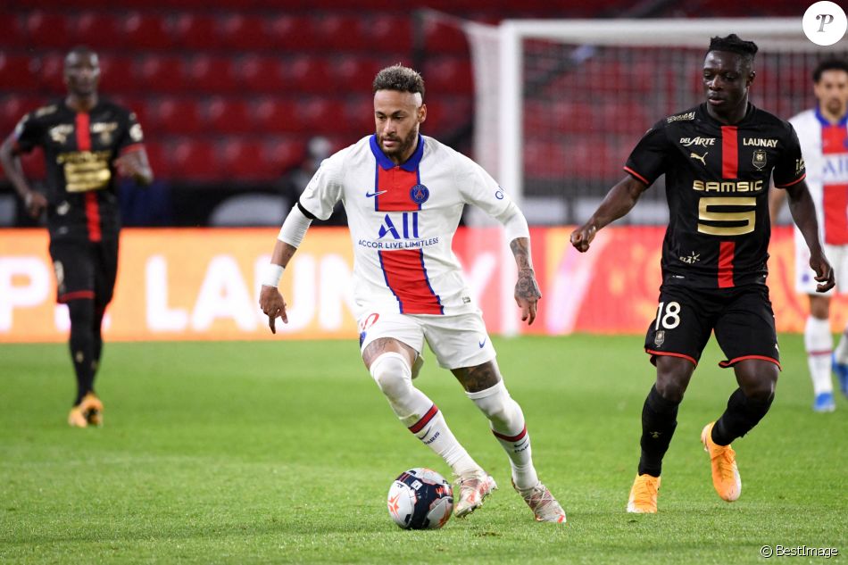 Neymar Jr lors du match de football en Ligue 1 Uber Eats, Rennes - Paris Saint-Germain (1-1) au Roazhon Park. Rennes, le 9 mai 2021. © Federico Pestellini / Panoramic / Bestimage