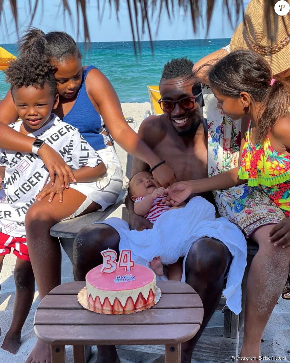 Blaise Matuidi et ses quatre enfants, Myliane, Naëlle, Eden et Nahla à Miami. Avril 2021.