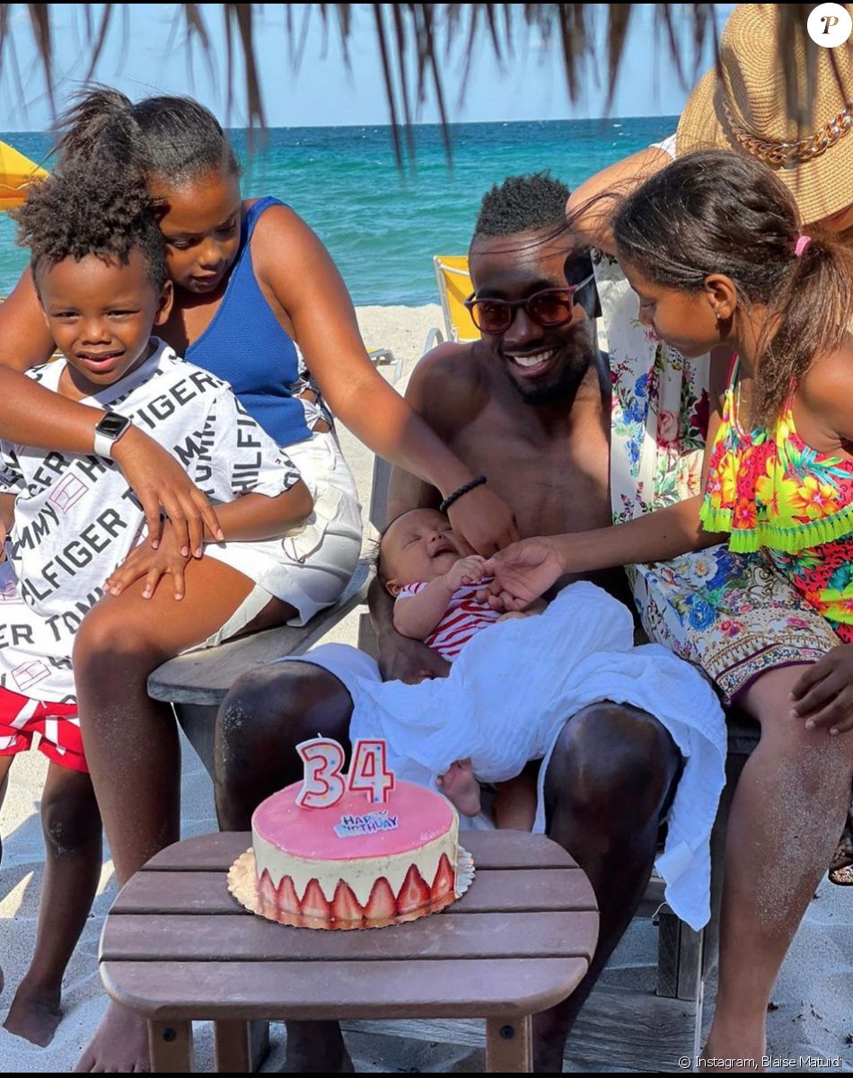 Blaise Matuidi et ses quatre enfants, Myliane, Naëlle, Eden et Nahla à Miami. Avril 2021.