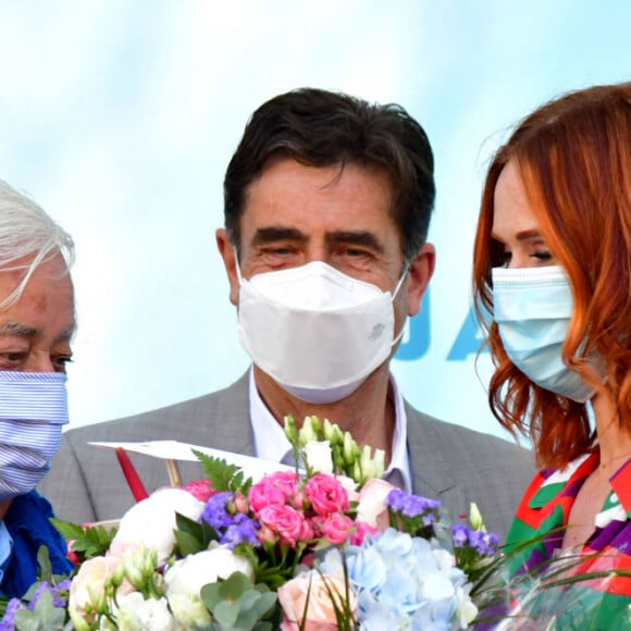 Jean Mus, Charles Ange Ginésy et Audrey Fleurot - 3e édition du Festival des Jardins qui se déroule dans les Alpes-Maritimes du 9 mai au 9 juin 2021. © Bruno Bebert / Bestimage