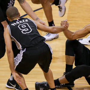 Tony Parker et Tim Duncan sous le maillot des San Antonio Spurs en 2016.