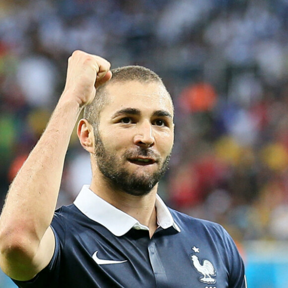 Karim Benzema - Victoire de l'équipe de France contre le Honduras 3 à 0 lors de la coupe du monde de football à Porto Alegre au Brésil le 15 juin 2014. 